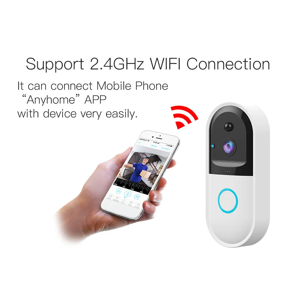 

Smart Video Doorbell Wireless WiFi Intercom Doorbell Camera APP Control Bell Night Vision TU-shop