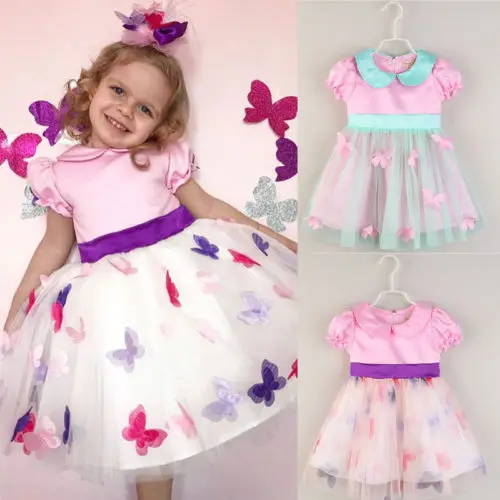 

2018 Cute Kid Baby Kids Girl Party Pageant Formal Princess Dresses Tulle Tutu Lace Dress Size 2-6T