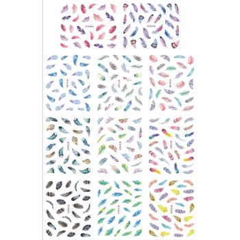 

11 PACKS / LOT NAIL ART 3D SIMULATION BACK ADHESIVE NAIL STICKER BIRD FEATHER PEACOCK PARROT PHEONIX E644-654