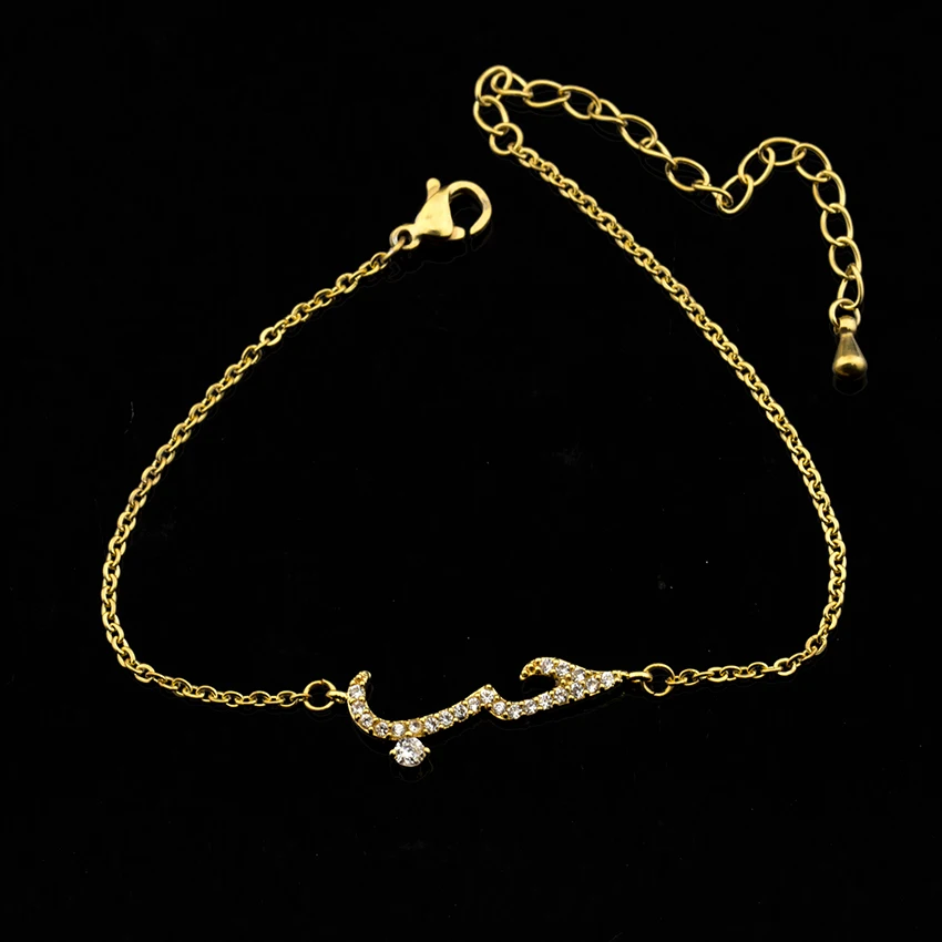 GORGEOUS TALE 10pcs Cubic Zirconia Love in Arabic Bracelet for Women Delicate Trendy bridesmaids Statement Wedding BFF Jewelry