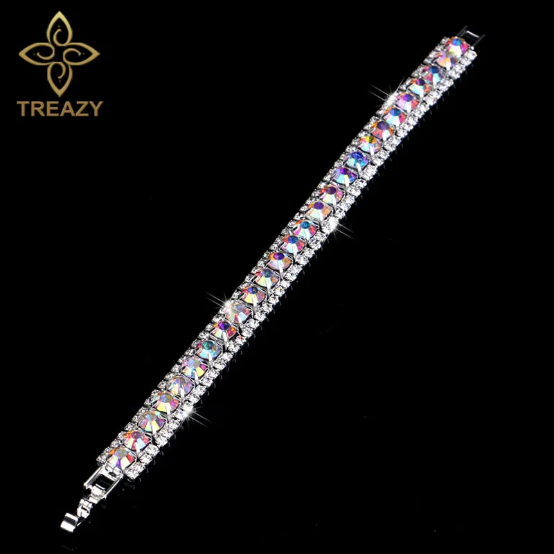 Женский браслет с кристаллами TREAZY 3 цвета стразы свадебные украшения