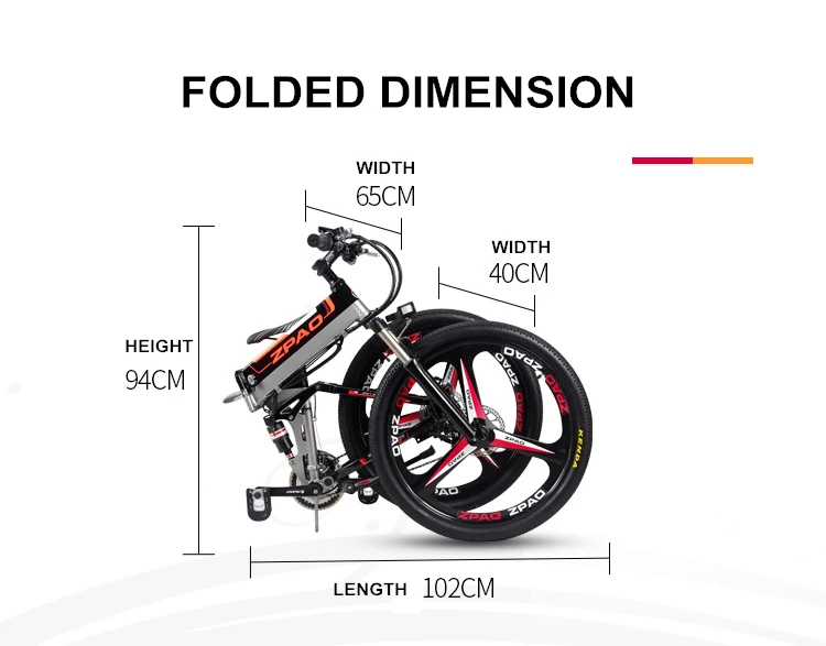 Best ZPAO 21 Speed, 26 inch, 48V 350W, Folding Electric Bicycle, Mountain Bike, Lithium Battery, Aluminum Alloy Frame, Disc Brake 21