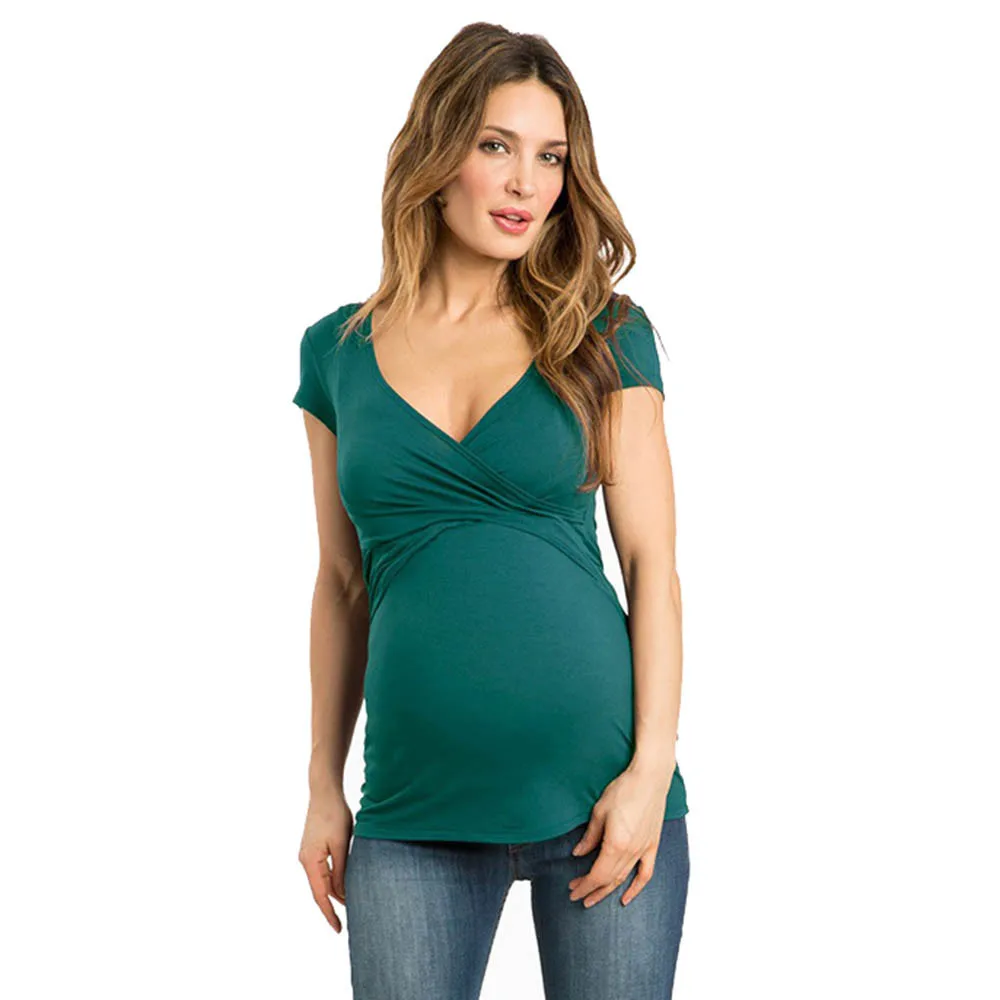 Для женщин Сплошной Пижама для беременных для маленьких для беременных Multifunctionl Блузка Футболка Ropa Embarazada грудного вскармливания одежды