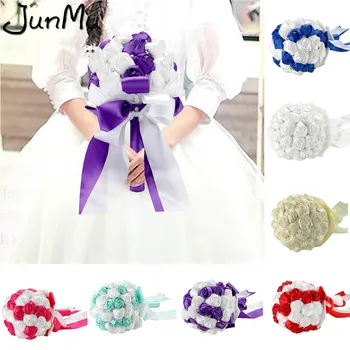 

Wedding Bouquet Bridal Bridesmaid Rose Flower Artificial Satin Rose Handmade Posy Rhinestone Diamonte Decor