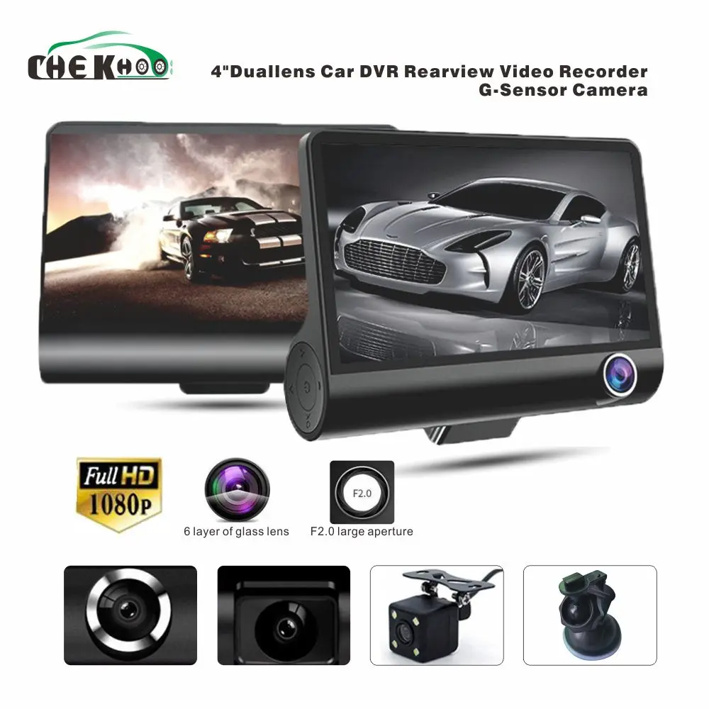 Car DVR 3 Cameras Lens 4.0 Inch Dash Camera Dual Lens With Rearview Camera Video Recorder Auto Registrator Dvrs Dash Cam