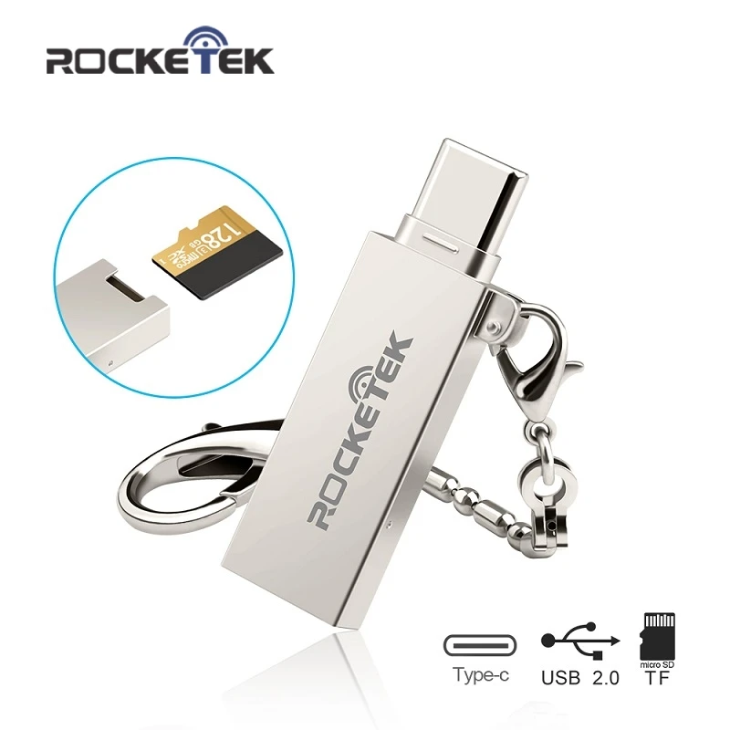 Rocketek Тип c usb 2,0 алюминий otg телефон multi card reader адаптер кардридер для micro SD/TF microsd компьютер ноутбук