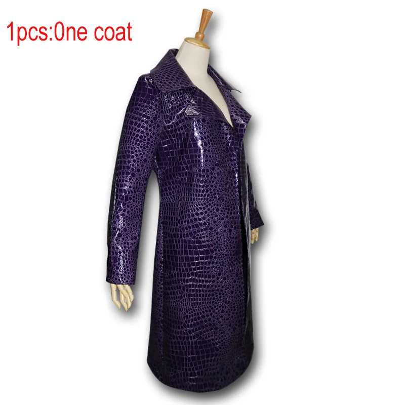 Джаред Лето Джокер костюм для взрослых мужчин отряд самоубийц Косплей Хэллоуин костюм для мужчин женщин фиолетовый PU пальто наряд куртка - Цвет: 1pcs one coat