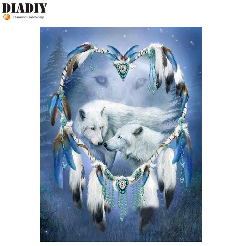 DIADIY Full Drill Square Diamond 5D DIY Painting&quotWolf&quotDiamond Embroidery Cross Stitch Rhinestone Mosaic Painting Gift | Дом и сад