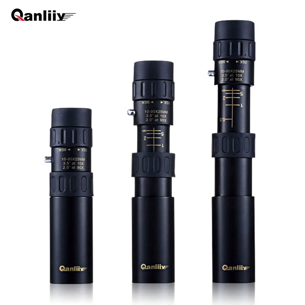 

Qanliiy Zoom in 0.5-3000M 10-90x25 Pocket-Size Mini HD Monocular Telescope Metal Material for Concert Travel Spotting Scope