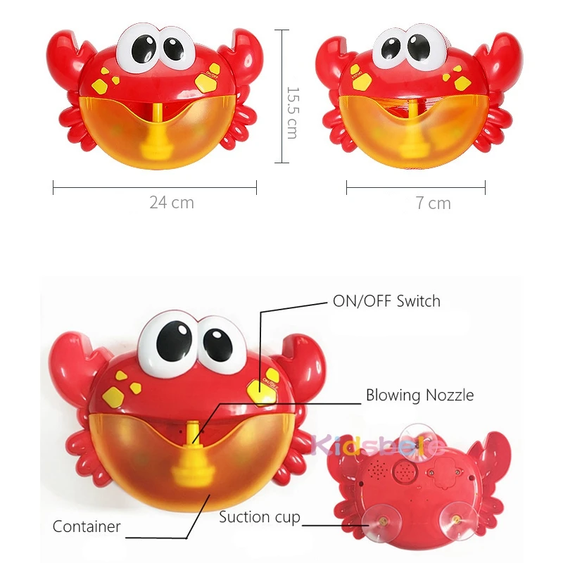 Детские Игрушки для ванны для детей, смешная ванна, мыло, краб, автоматическая игрушка для создания пузырей, Музыкальный красный вентилятор, детские игрушки