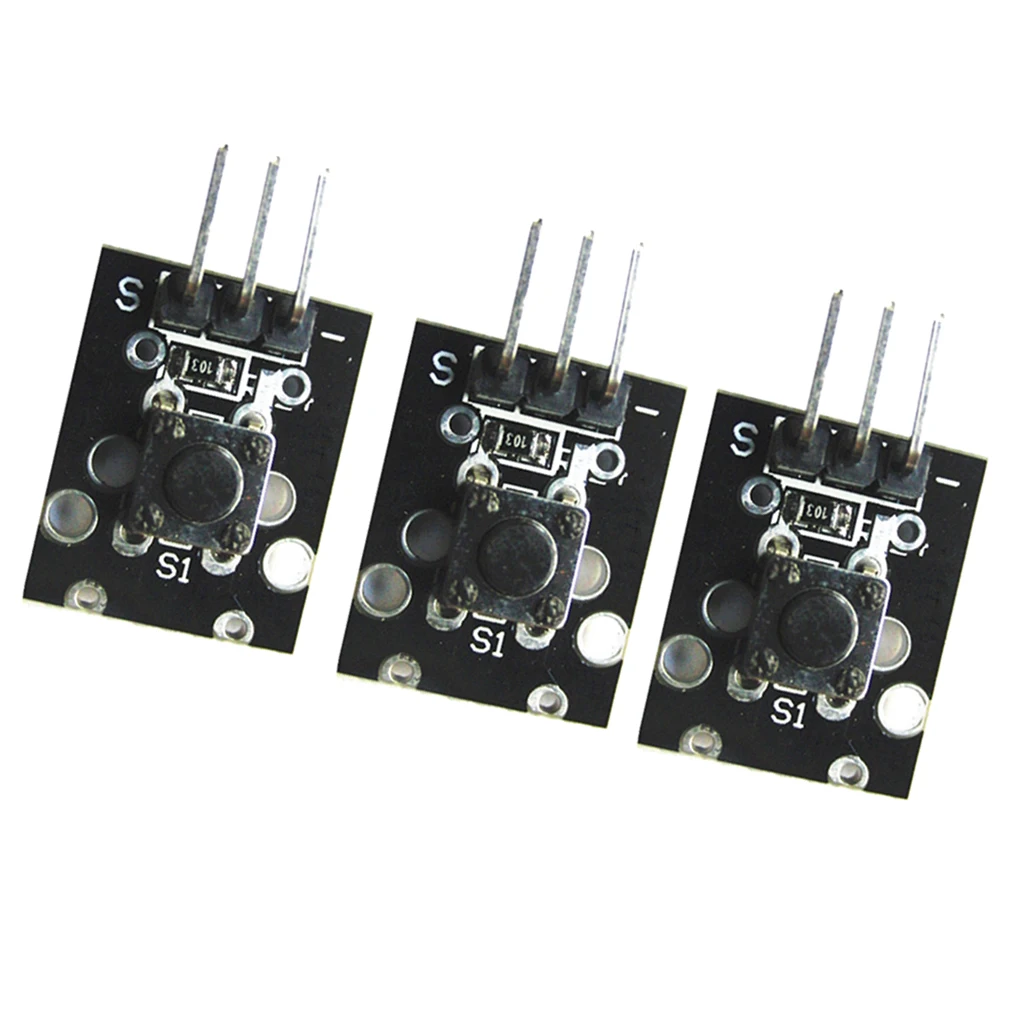  3 Pieces KY-004 Tactile Switch 3 Pins Breakout Board Module