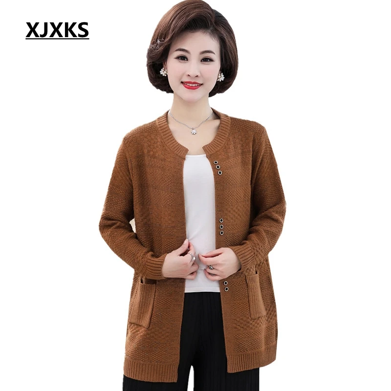 

XJXKS 2019 new summer and spring modis Long women Cardigan Female Loose Sweater Plus Size Knitted Breathable Women Sweaters