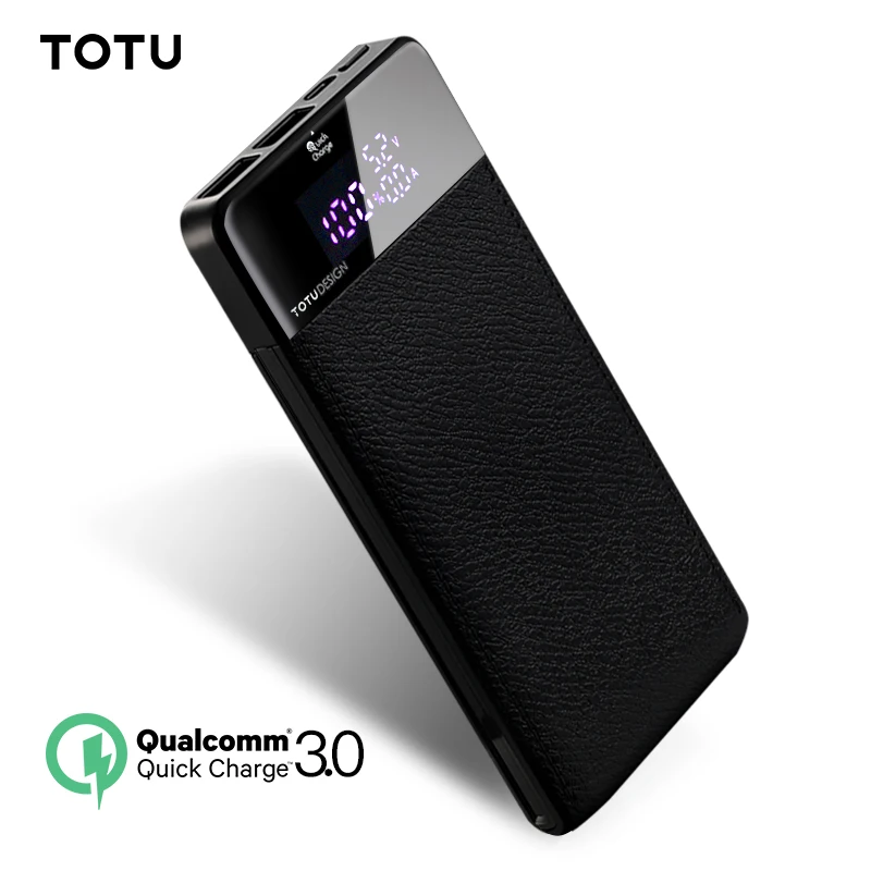 TOTU 10000mah LCD Quick Charge 3.0 Power Bank Dual USB External Battery Pack Charger For iPhone Xs Max QC3.0 Phone Powerbank