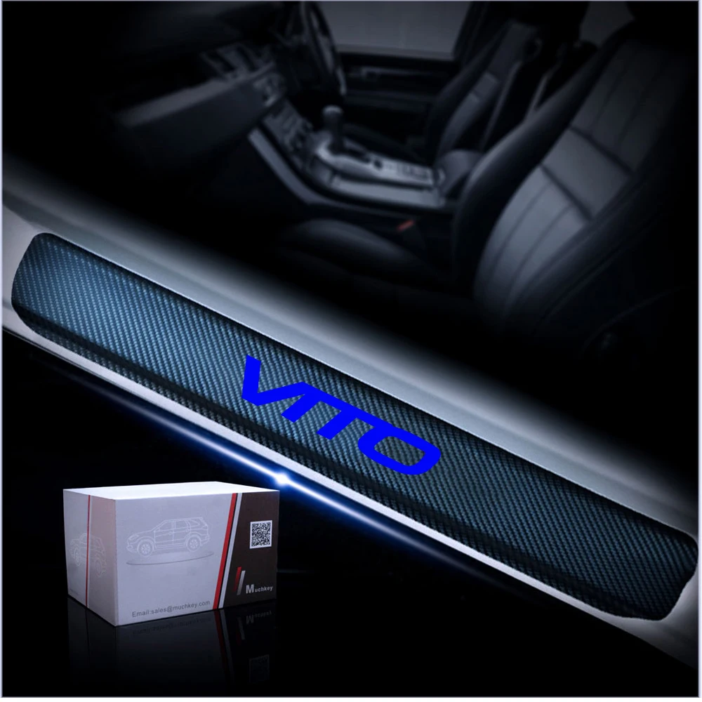  Car Carbon Fiber Protect Sticker Look Car Door Plate sill scuff For Ford Bullitt Mustang explorer M