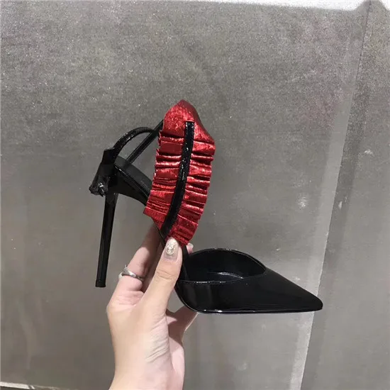 New Fashion Feather Ruffles Women Pumps High Heels Ladies Wedding Shoes Woman Black Leather Women Shoes Sandals Zapatos Mujer (7)