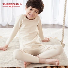 THREEGUN/детское хлопковое мягкое термобелье; Детские подштанники для мальчиков; зимняя однотонная детская одежда; одежда для сна