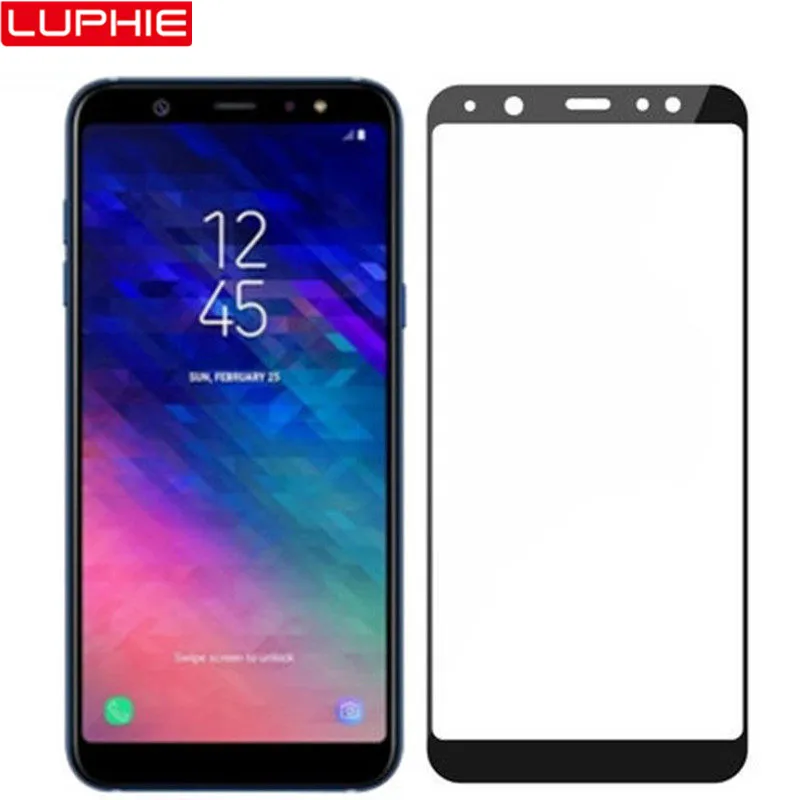 LUPHIE 5D полное клеевое Покрытие Закаленное стекло для Samsung A8 A6 Plus 2018 Защитное экрана