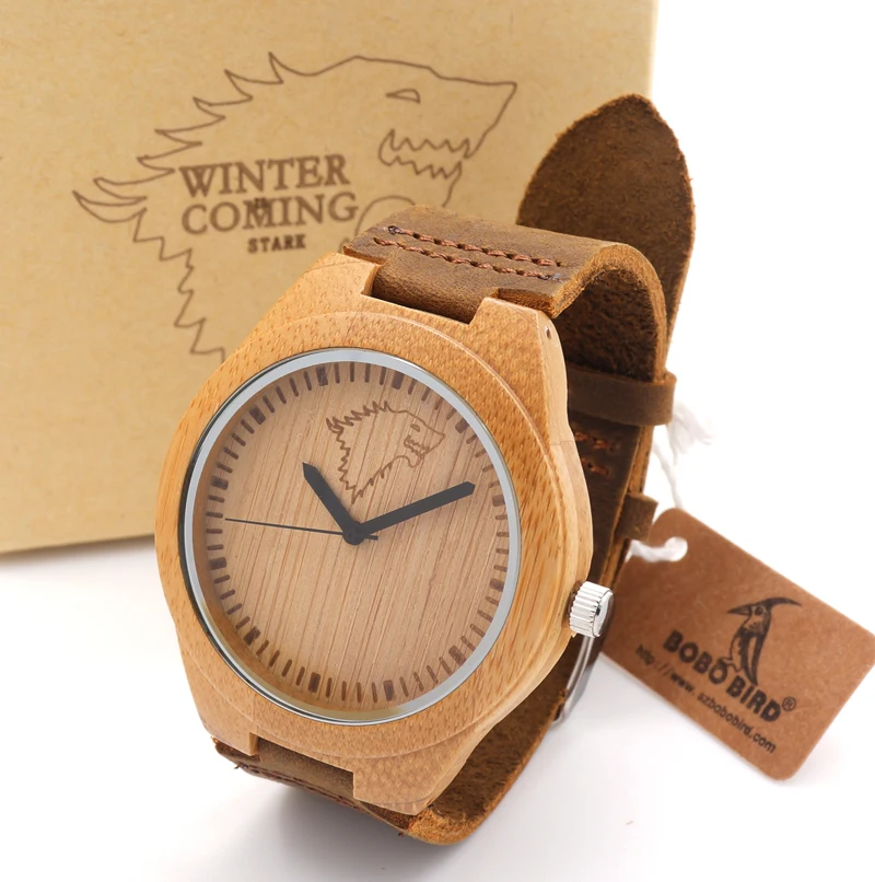 BOBO BIRD Top brand Men's Bamboo Wooden Watch Quartz Real Leather Strap Men Watches relojes finos de hombre