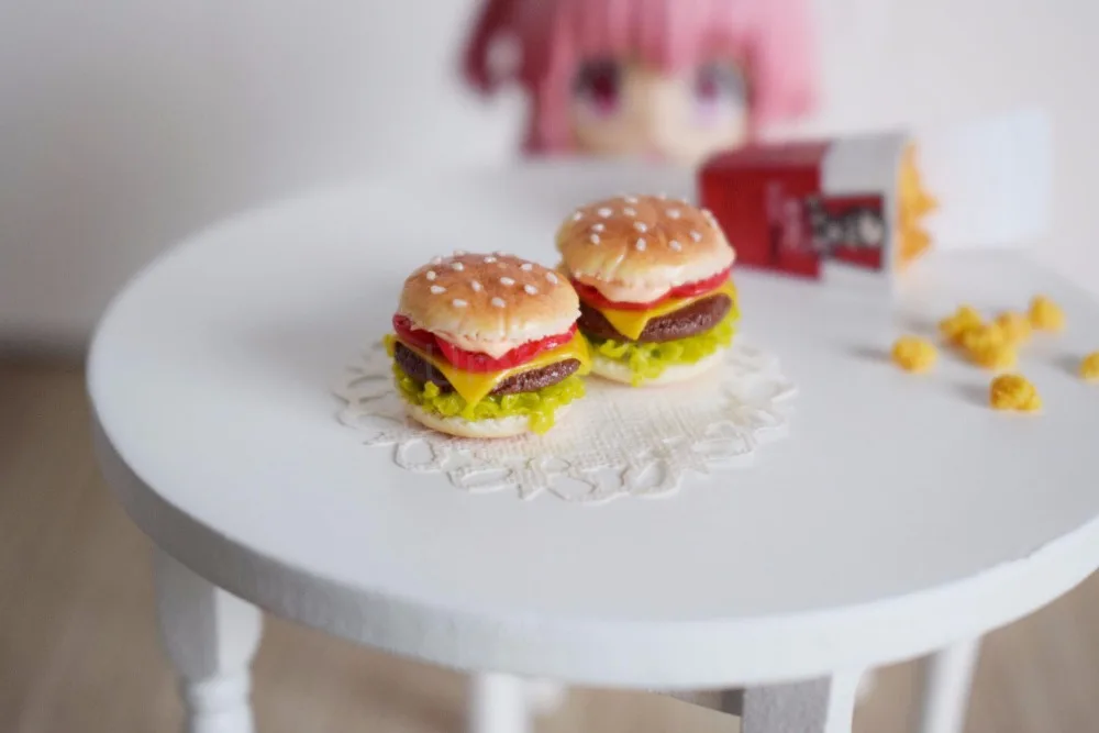 2 шт. милый ручной работы глина гамбургер 1:12 кукольный домик миниатюрная еда играть кухонные игры игрушки для девочек или мальчиков