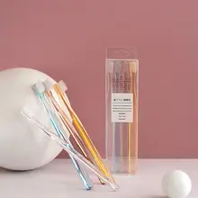 4 шт./компл. Nordic Стиль прозрачный Пластик с украшением в виде кристаллов ручка зубная щетка с мягкой щетиной головные уборы, маленькие размеры, для путешествий Портативный Уход за полостью рта разные цвета