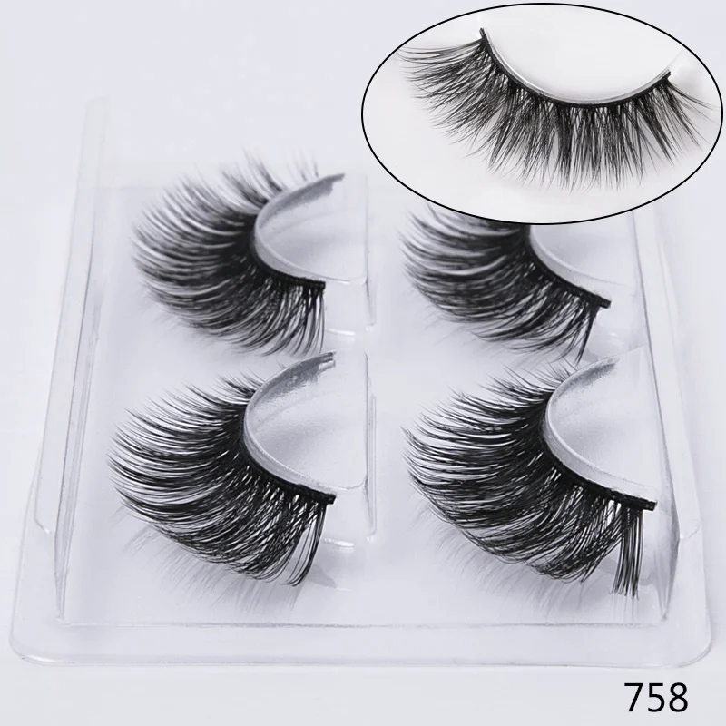 

1/2 Pairs Natural False Eyelashes Fake Lashes Makeup Kit 3D Mink Lashes Eyelash Extension Mink Eyelashes Maquiagem G0226