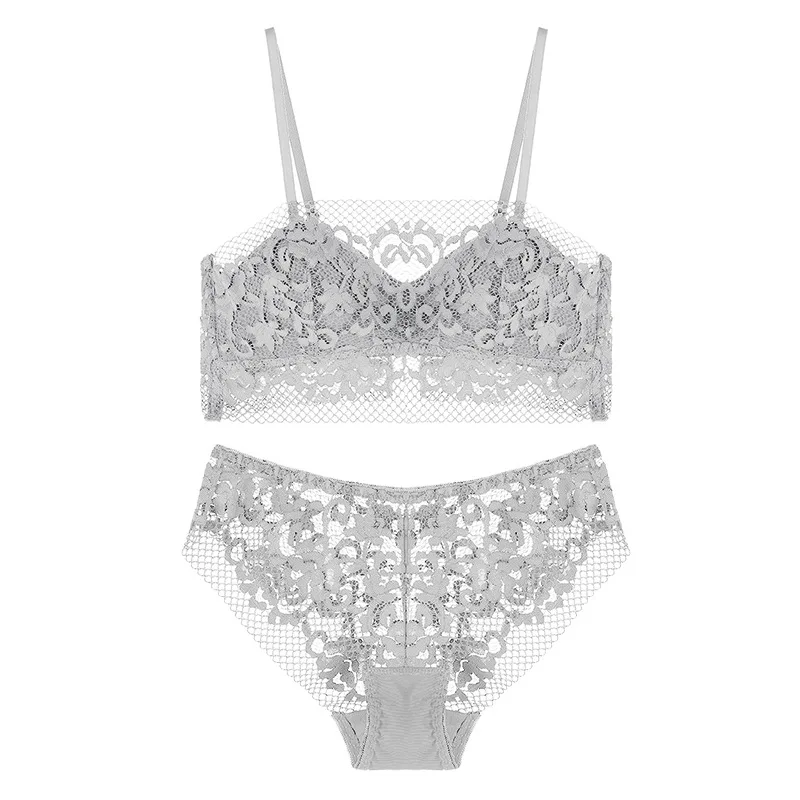 Sexy Lace Bra Sets Women Seamless Embroidery Brale...