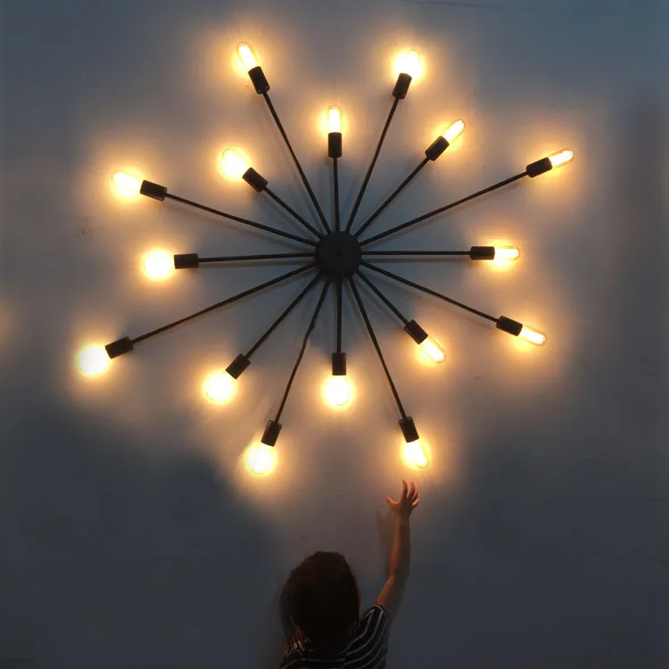 

Retro ceiling lamp hanging dual-purpose Restaurant Bar bedroom long Personality retro sun shape Ceiling Lights ZA GY305