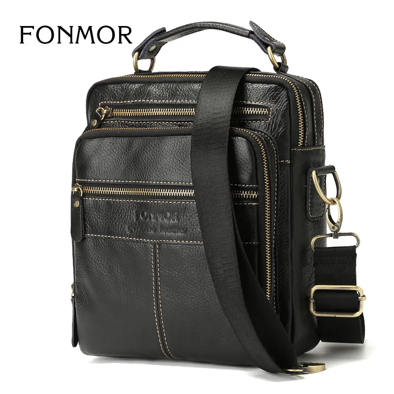 2018 NEW Genuine Leather Brand Shoulder Bag Men Messenger Bags Zipper Design Men Commercial Briefcase CrossBody Bag