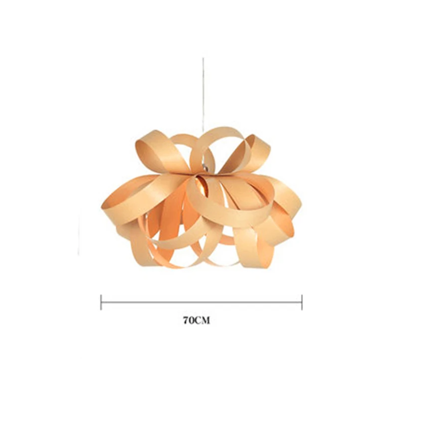Скандинавская деревянная бабочка светодиодный подвесной светильник для гостиной, спальни светодиодный подвесной светильник из дуба/вишневого дерева/грецкого ореха ресторанный светильник - Цвет корпуса: Oak Wood 70CM