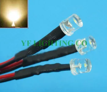 

DIY LED decoration Flat top 5mm led DC12V Pre Wired led water clear Warm white DIP LED 20mm cable prewired led