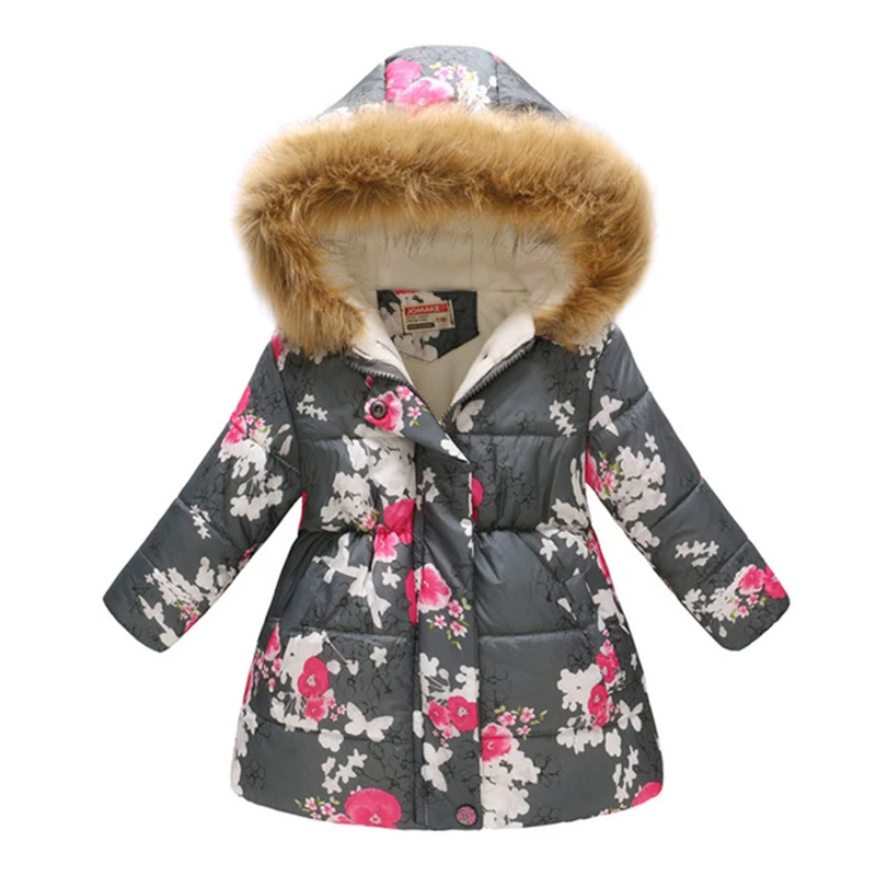 Girls Jackets Winter Coats Cotton-Padded Girls Clothes Children Fur Collar Jackets For Girls Costume Kids Hooded Outerwear