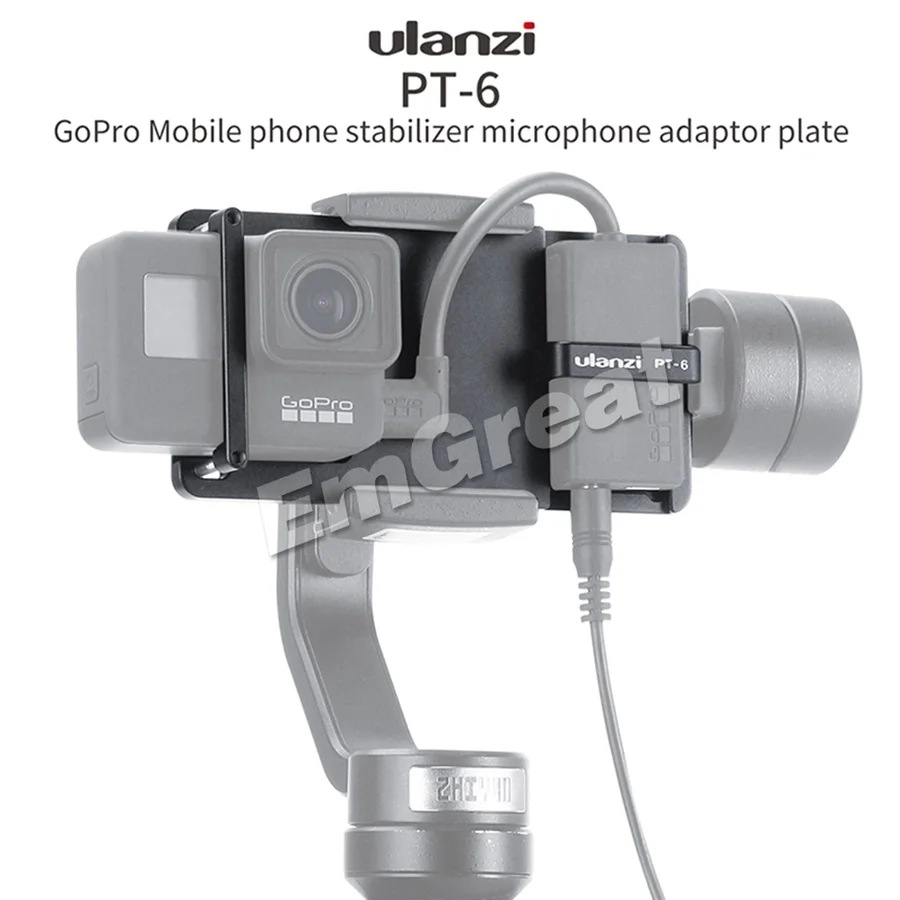 Ulanzi PT-6 Gopro пластина с микрофоном адаптер для 3-осевой карданный стабилизатор Moza Mini S Zhiyun Smooth 4 Feiyu Vimble 2 металлический чехол для экшн-камеры Gopro 7 6 5