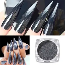 1G/BOX Holographic Magic Mirror Black Nail Glitter Powder Shining Chrome Pigment Dust DIY Nail Art Decorations 1g box laser silver holographic shiny powder magic mirror powder nail glitters nail art sequins chrome pigment nail polish dust