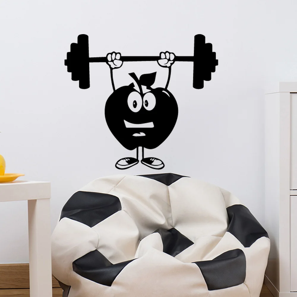 Vinyl Decals Cartoon Apple GYM Wall Decals Pvc Mural Art Diy Poster For