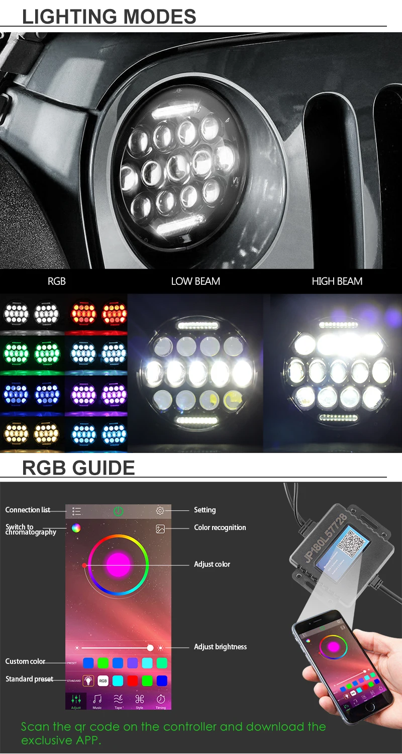 CO светильник 150 Вт 7 дюймов светодиодный головной светильник s для Jeep Wrangler 5D RGB поворотник меняющий цвет дневные ходовые огни Led для Lada Niva