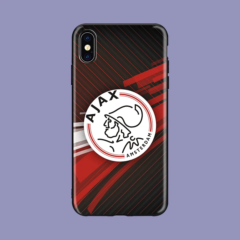 اياكس فريق الأسود لينة غطاء الهاتف حقيبة لهاتف أي فون 8 7 6 6 S زائد X XS ماكس 5 5 S SE XR 6 زائد اياكس شعار