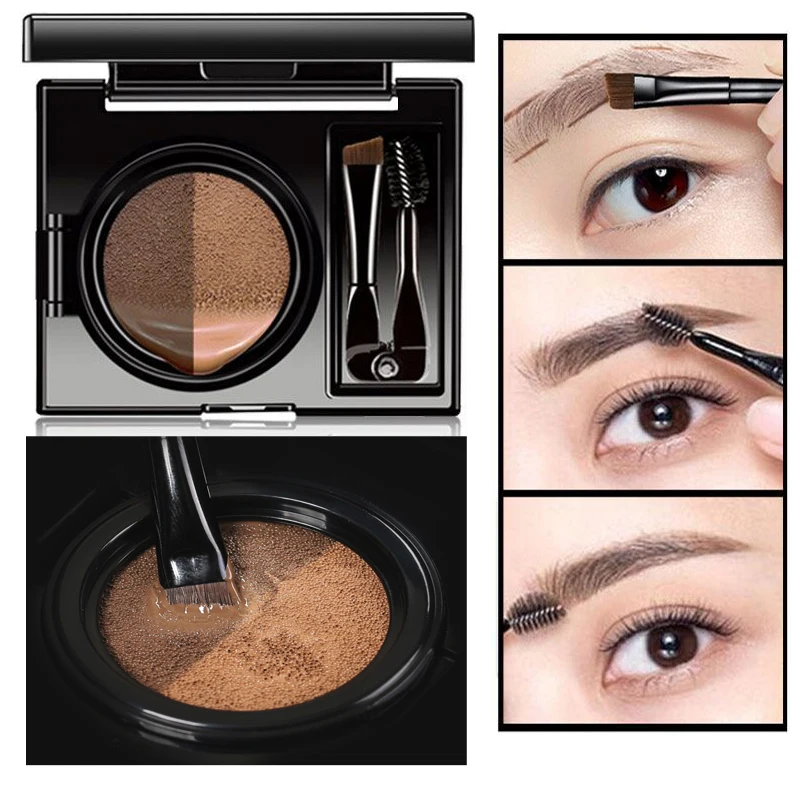 

Macfee Double-color Waterproof Air Cushion Tattoo Eyebrow Enhancer Cream Cosmetic Easy to Wear Pigments Eyebrow Paint Brush Sets