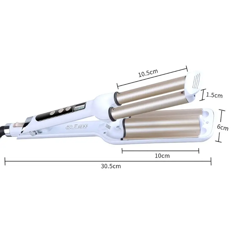 Профессиональный керамический тройной баррель, волнистый Вэйвер, щипцы для завивки волос, инструменты для укладки с европейской вилкой
