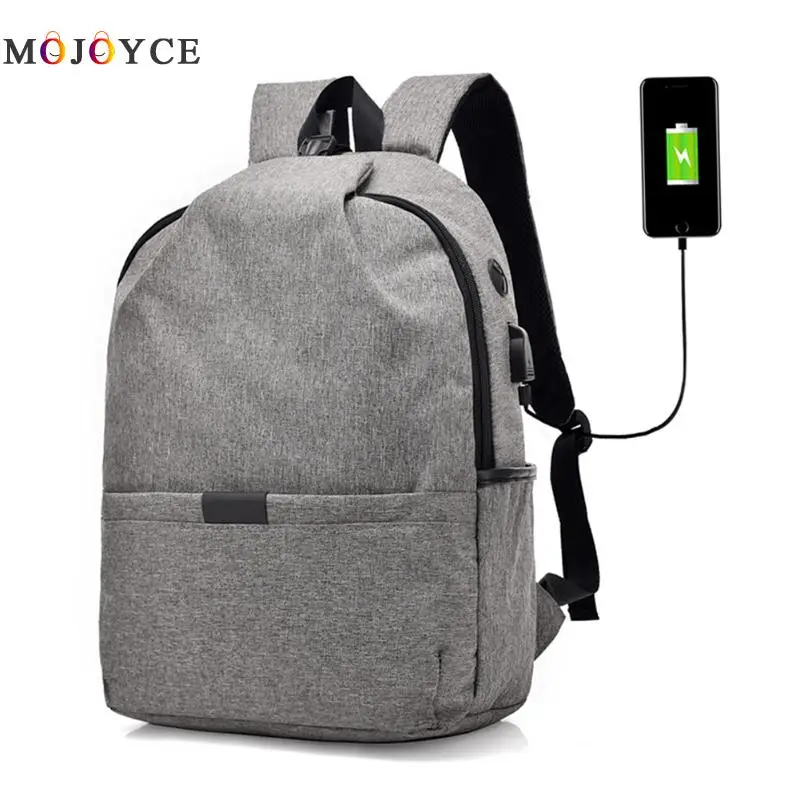 

Men Casual Laptop Backpacks Teenage Travel Canvas High Capacity Student Solid Shoulder School Backpack