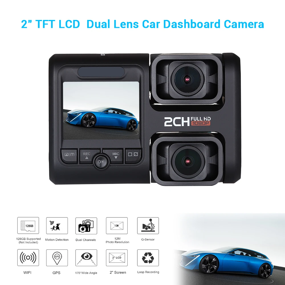 

Dash Cam Dual Car Dvr Camera Recording Recorder Sony IMX323 Full HD 1080P Dual Lens Novatek 96663 DashCam With GPS WiFi blackbox