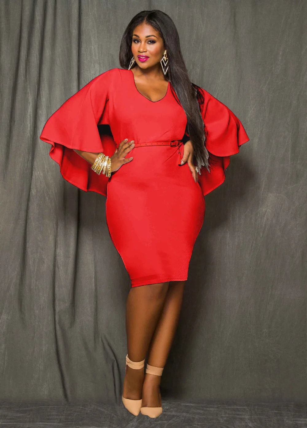 spring vestidos women batwing sleeve bodycon cloak poncho dress plus size capes and cloaks
