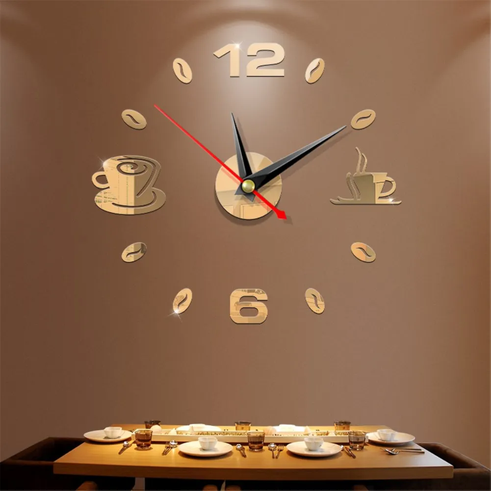 3D большие настенные часы зеркальные наклейки большие часы стикер домашний декор уникальный подарок DIY - Цвет: Light Gold