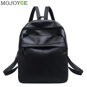 

Women PU Leather Backpack Fashion Student School Shoulder Bag Black Travel Backpacks For Teenage Girls Women mochila mujer