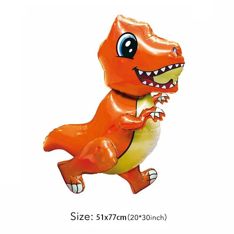 Гигантский 3D Динозавр прогулки воздушный шар из фольги стоящий Зеленый Динозавр красный дракон DIY Декор для вечеринки в честь Дня рождения Дети Мальчик Игрушки гелиевые глобалы - Цвет: Orange