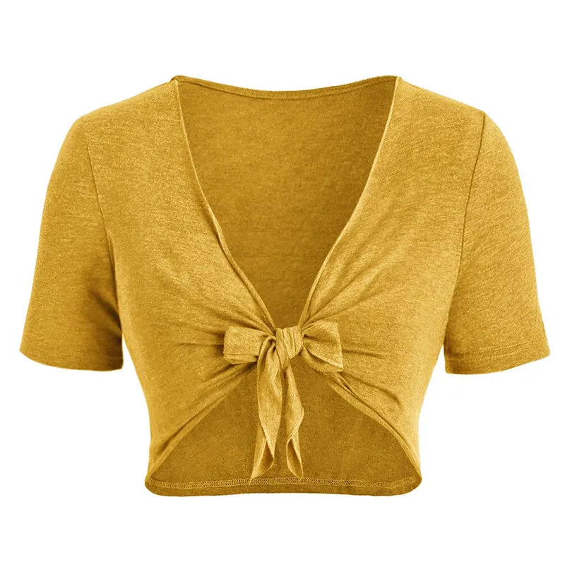 New Women Summer Sexy Short Sleeve Bow Knot Bandage Top Sunflower Print Mini Dress Suits Bohemian Casual Beach Dress #4A30 (31)