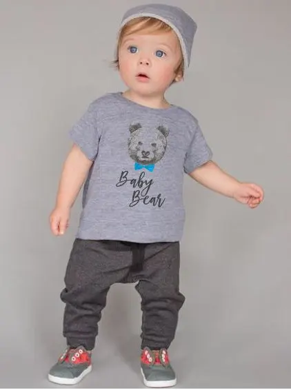 Летние Семейные комплекты; Семейные комплекты футболок; Одинаковая одежда для мамы и дочки с изображением медведя; Семейные футболки для папы и сына - Цвет: Kids