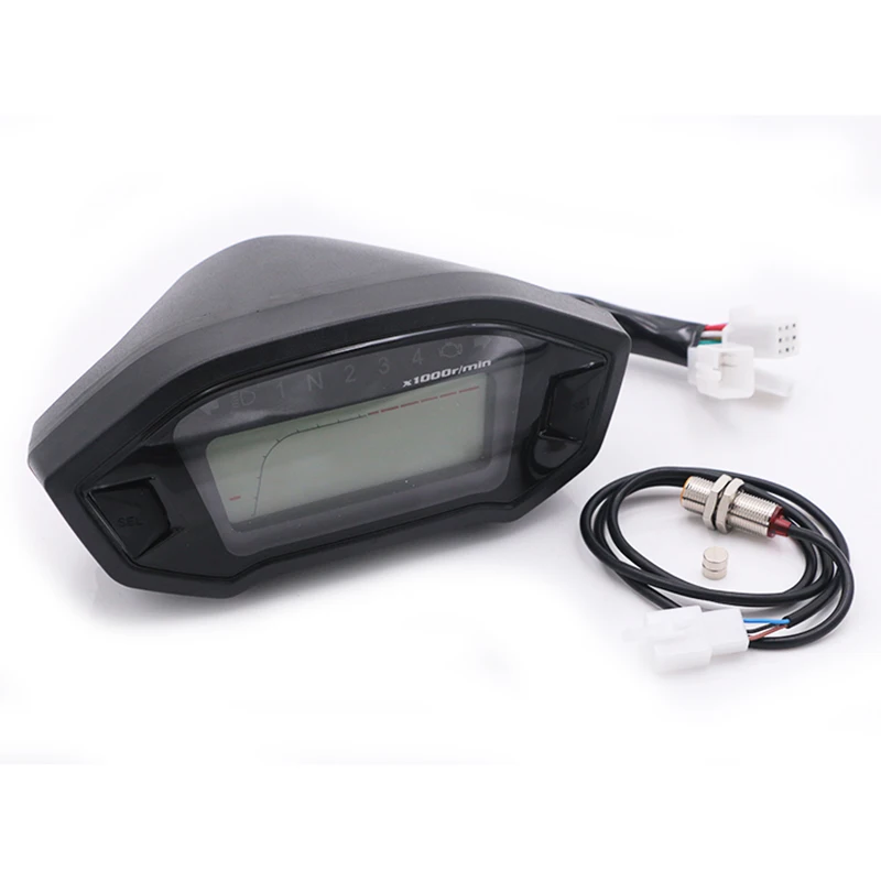 Nuoxintr Universal LCD Motorcycle Digital Speedometer Motorcycle Odometer Backlight Instrument for 2.4 Cylinders meter 13000rpm