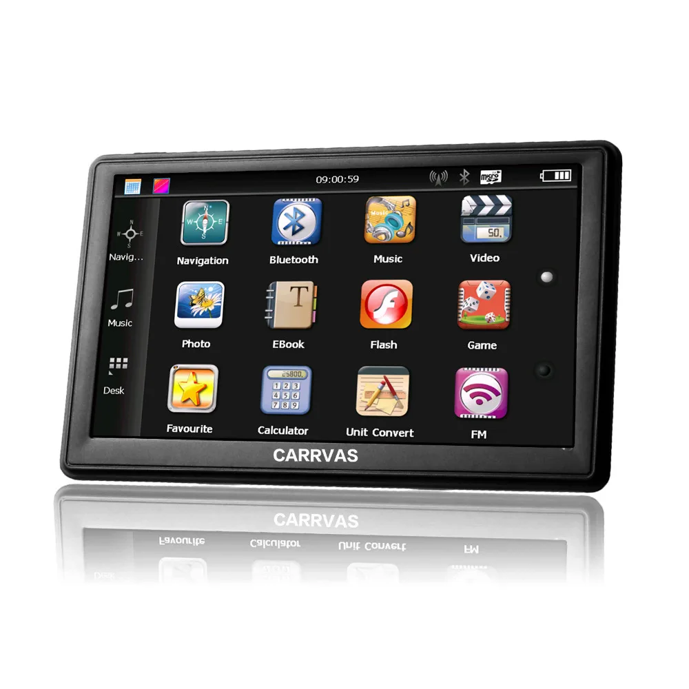 

CARRVAS 7 inch Capacitive Screen Car/Truck GPS Navigation 800M/Bluetooth/AV-IN/8GB/256M 2017 Maps For Europe or Navitel Russia
