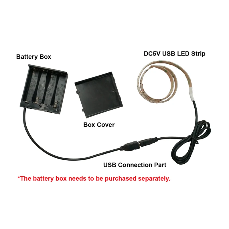 battery box with 5V USB LED Strip