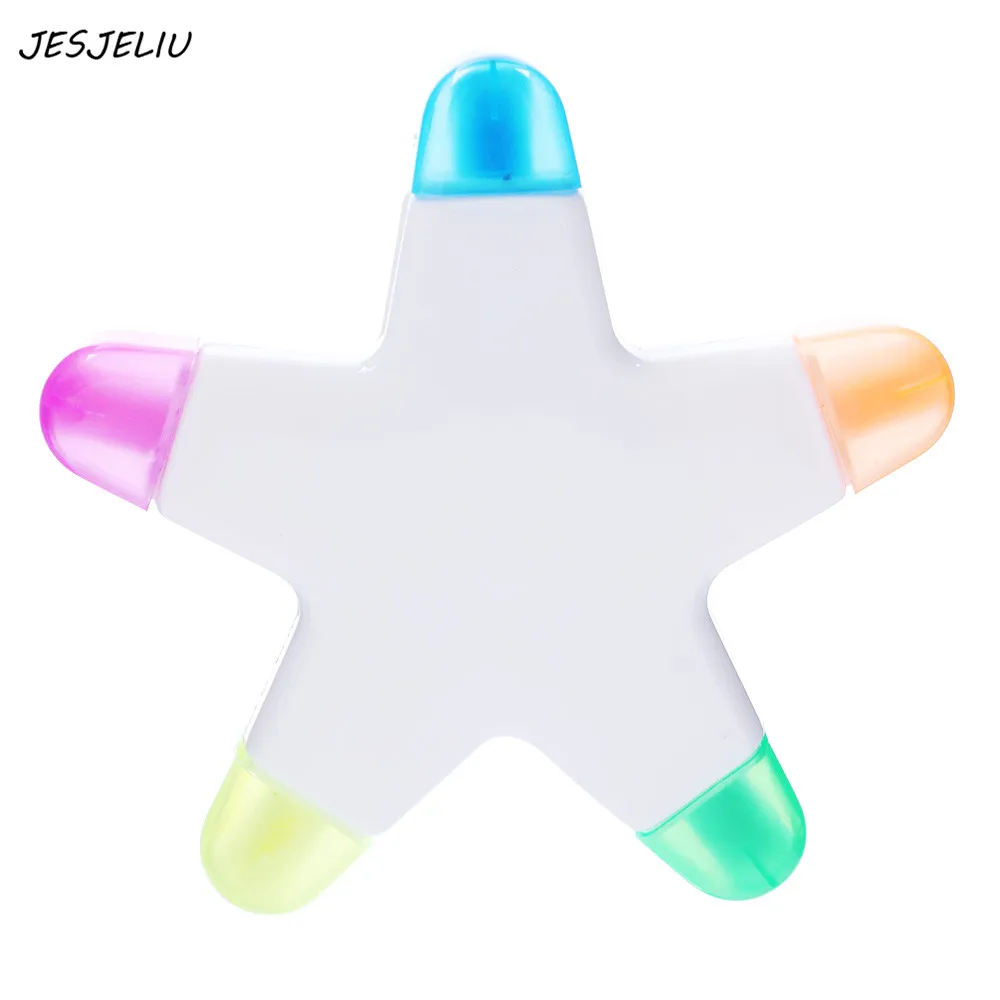 

6 colors Creative Star shape School childrens scrawl Highlighter pen Pentagram markers novelty products